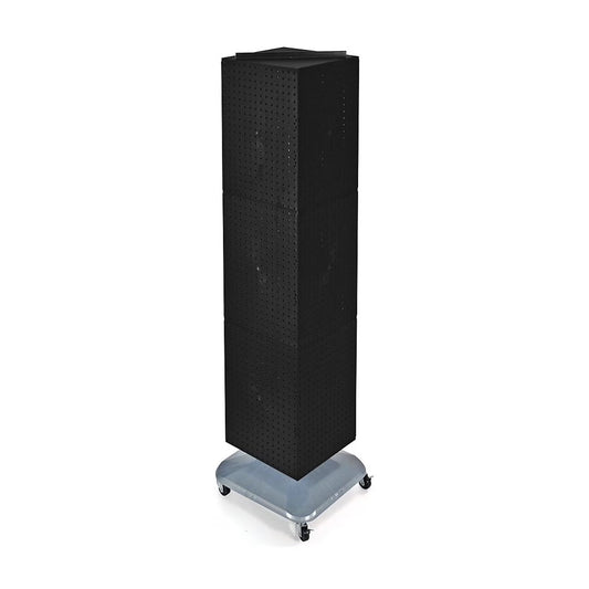 Azar 60"(H) x 14"(W) x 14"(D) 4-Sided Interlocking Pegboard Floor Display Black 701465-BLK
