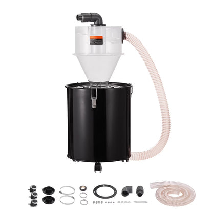 KFFKFF Dust Cyclone Kit with Steel Container, 4" Upgrade for Dust Collection Systems, ABS Dust Deputy, 2" Outer Diameter Connector & Hose for Wet/Dry Vacuums, Compatible with 13.21 Gallon Tanks