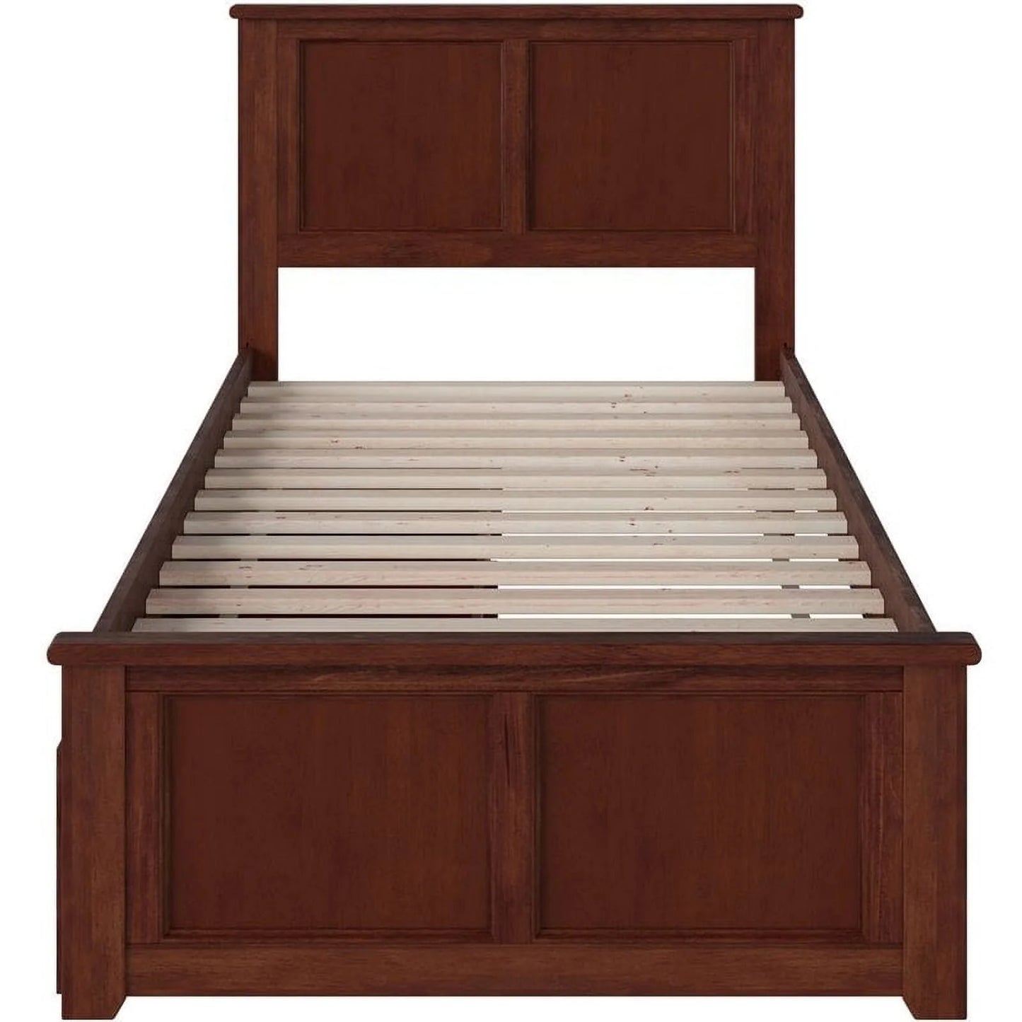 Leo & Lacey Farmhouse Solid Wood Urban Twin Storage Platform Bed in Walnut