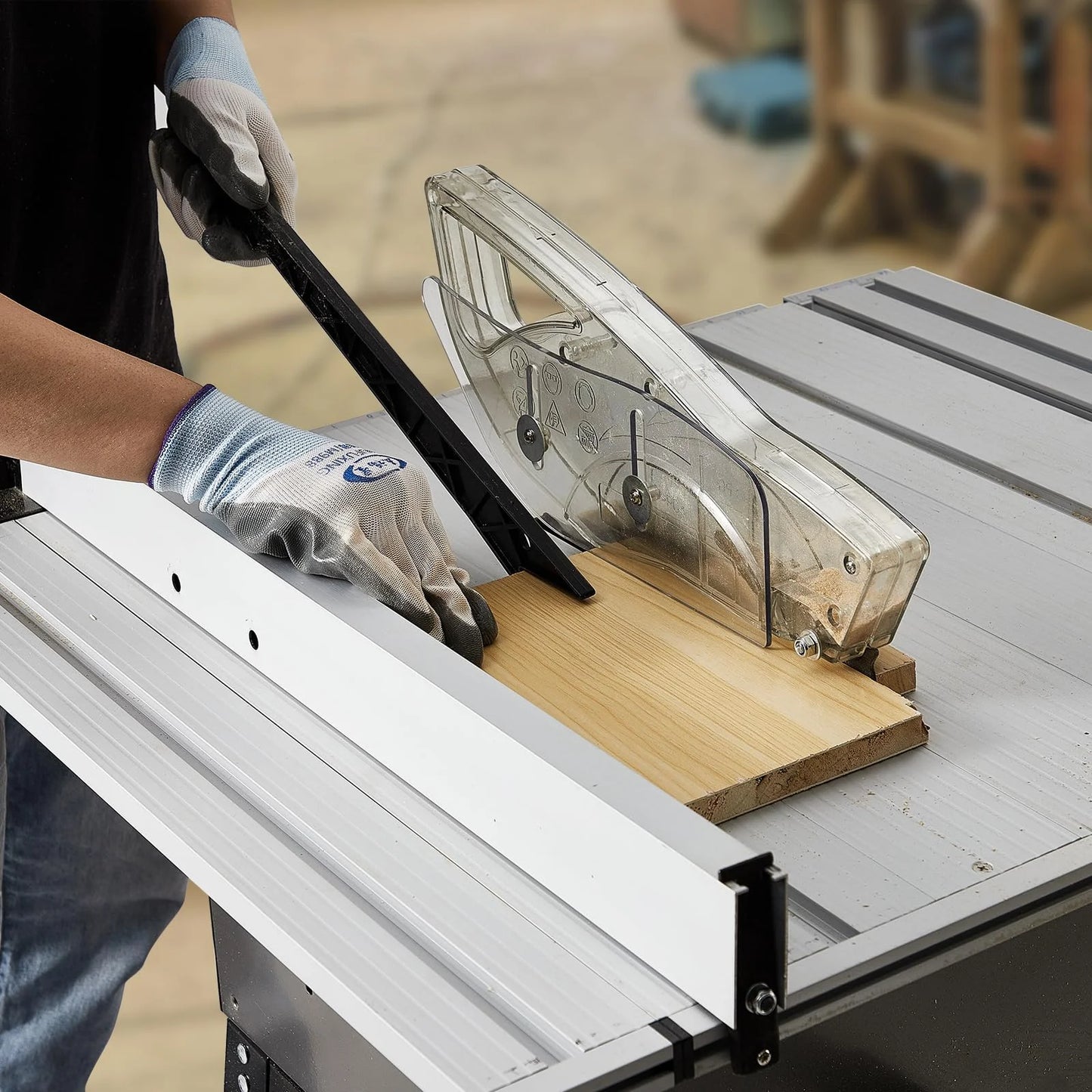 Garvee 10" Table Saw - 15A Electric Table Saw with Metal Stand, 90? Cross Cut & 0-45? Bevel Cut, Cutting Speed Up to 5000RPM Multifunctional Saw Adjustable Blade Height for Woodworking,Gray