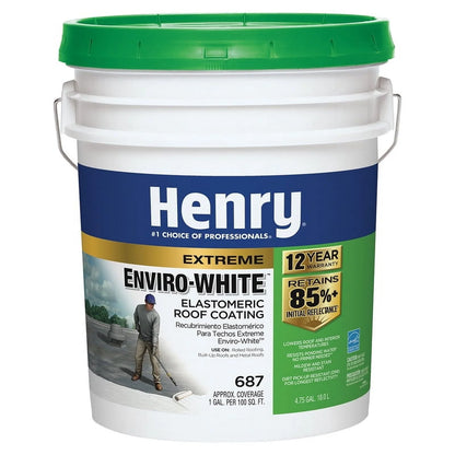 Henry Elastomeric Roof Coating,4.75 gal HE687406