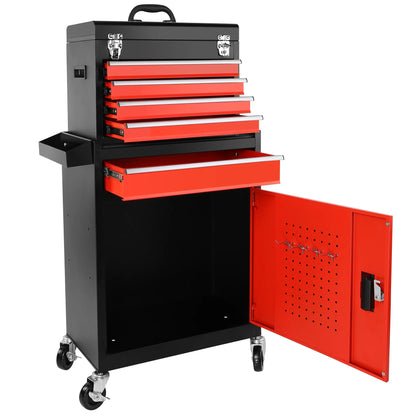 Tool Chest, 5-Drawer Rolling Tool Storage Cabinet with Detachable Top Tool Box, Universal Lockable Wheels