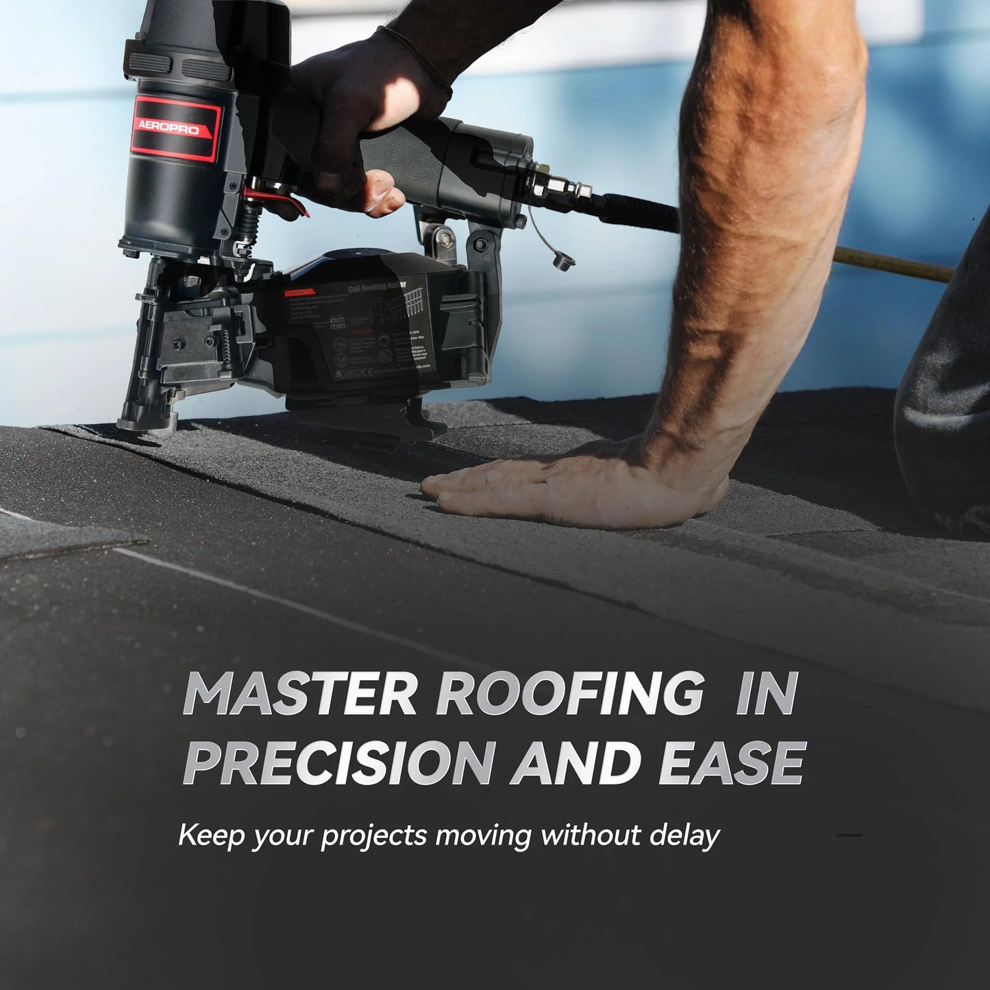 AeroPro CN45N Professional Roofing Nail Gun, Air-Powered, Compatible with 15? Wire Coil Nails from 3/4" to 1-3/4", for Asphalt Roofing Projects