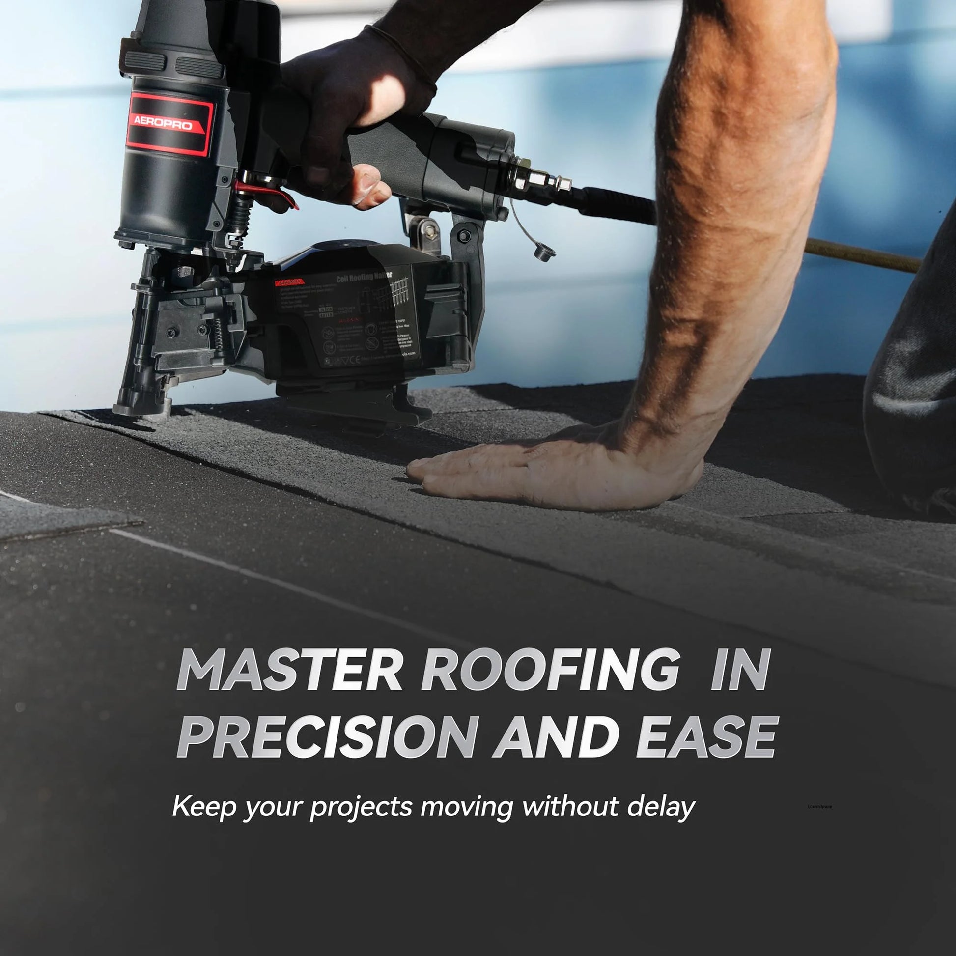 AeroPro CN45N Professional Roofing Nail Gun, Air-Powered, Compatible with 15? Wire Coil Nails from 3/4" to 1-3/4", for Asphalt Roofing Projects