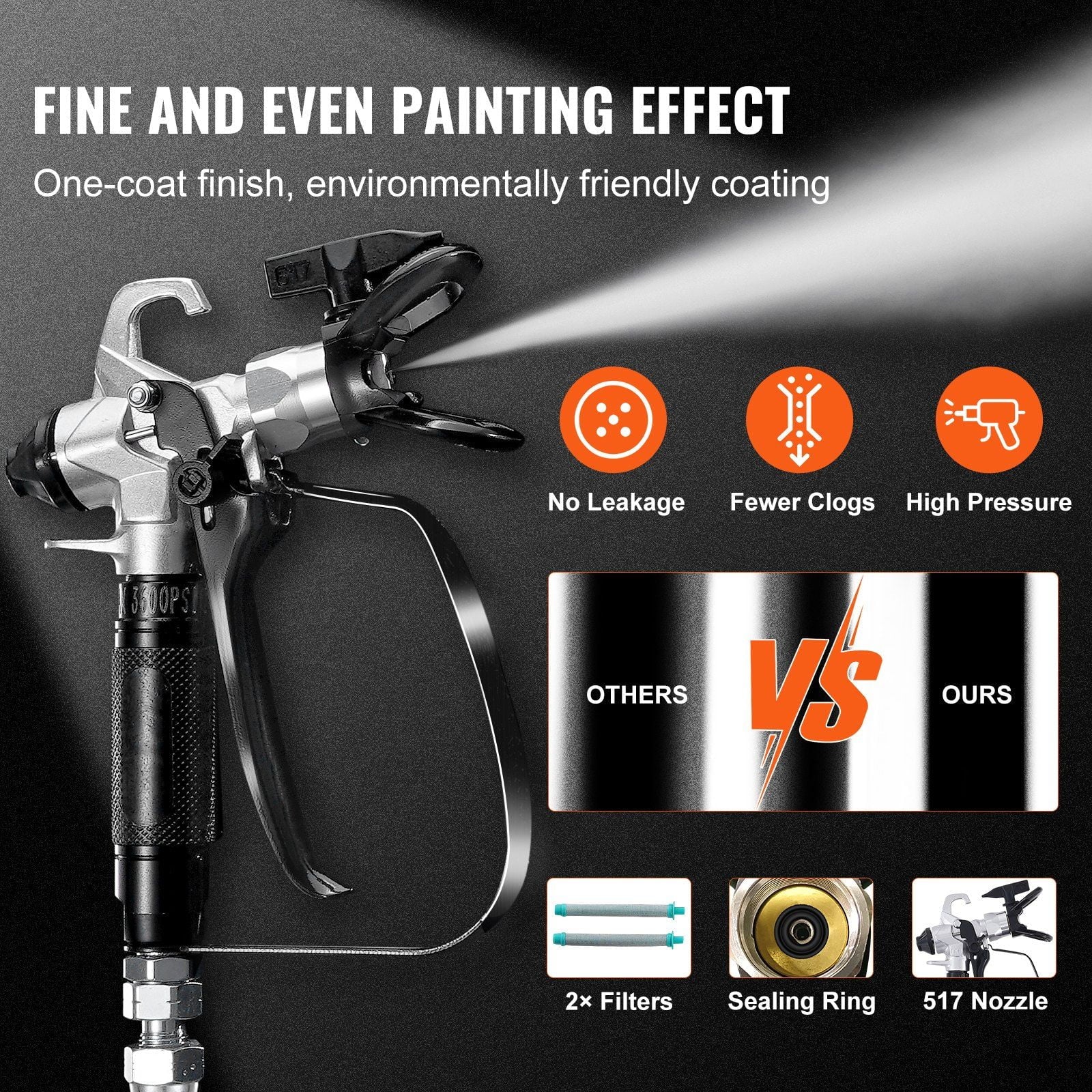 Stand Airless Paint Sprayer 3000 PSI 750W Electric High-Pressure Handheld Sprayer for Interior Exterior Walls, Furniture, Fences with Adjustable Speed Control and Extension Pole