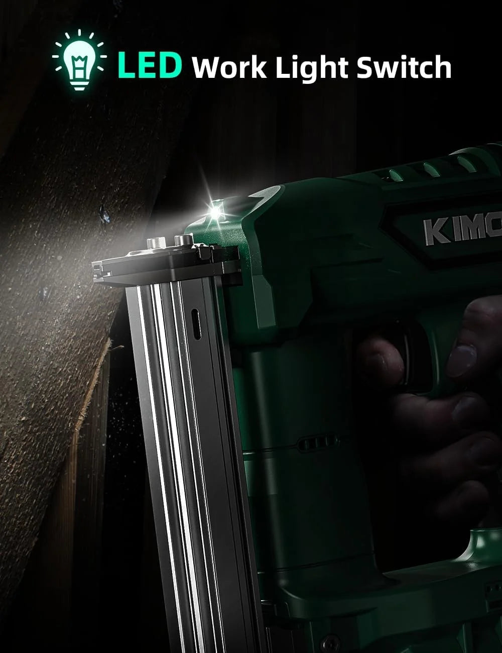 KIMO 18 Gauge Nail Gun Cordless with 20V Battery 2.0Ah X 2, 1000pcs Nails and Staples, 2 Firing Modes, 180 Nails/min, Adjustable Nailing Depth, 2 in 1 Cordless Brad Nailer and Stapler for DIY Project