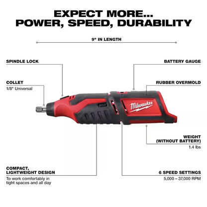 Milwaukee 2460-20 M12 12V 32,000 RPM Lithium Cordless Rotary Tool