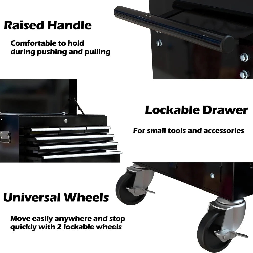 8-Drawer Tool Chest High Capacity Rolling Tool Chest with Wheels and Drawers Rolling Tool Box with Lock, Removable Tool Cabinet Storage for Warehouse Garage Workshop, Black
