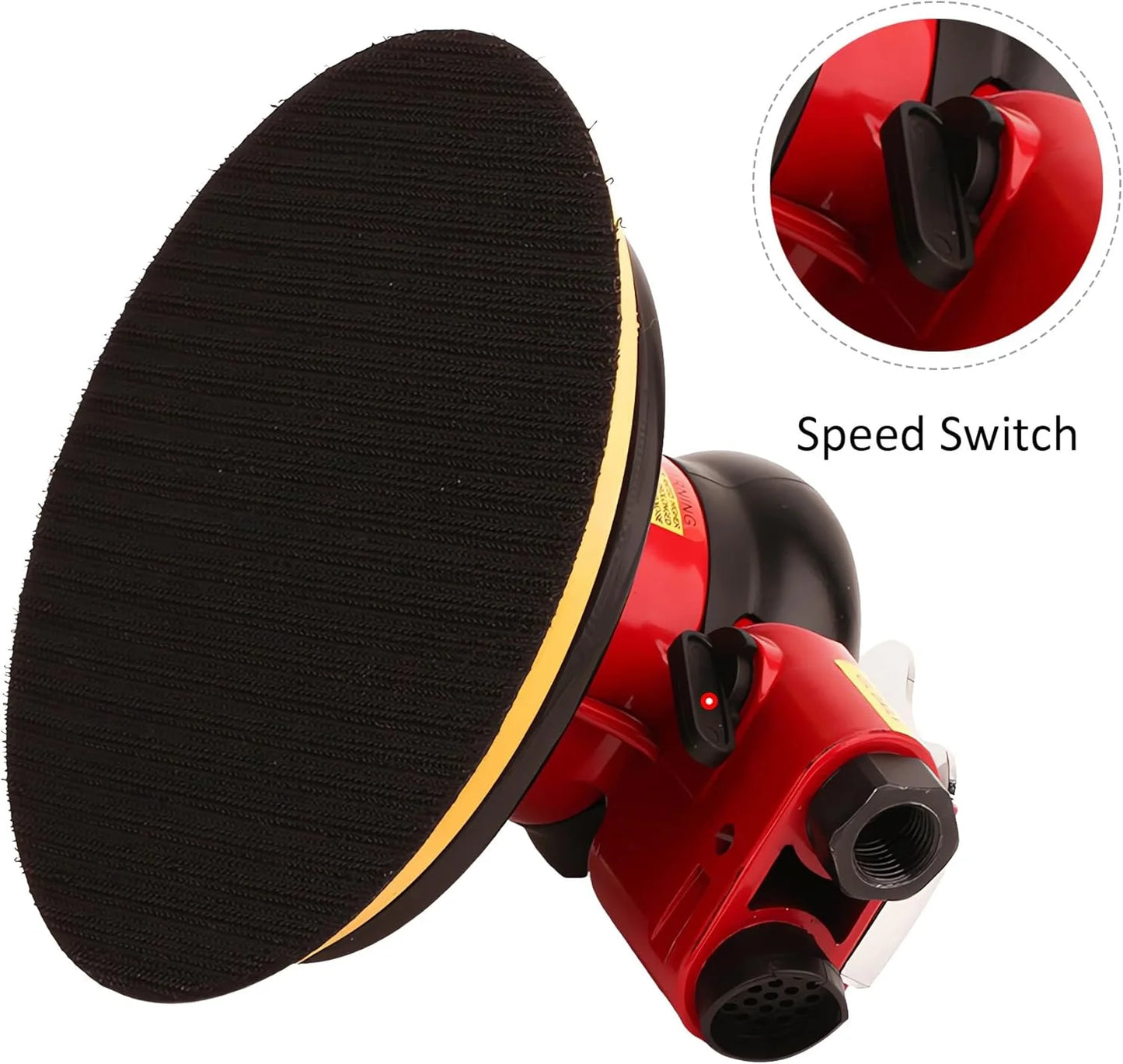 Professional Random Orbital Palm Sander, Dual Action Pneumatic Sander, Low Vibration, Heavy Duty 6 Inch