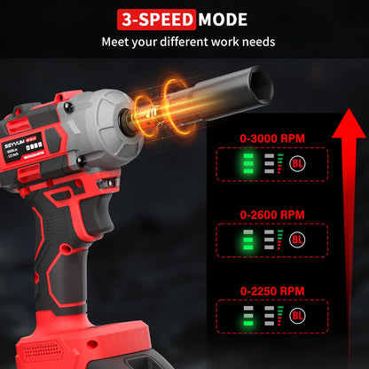 Cordless Impact Wrench, 1/2" Impact Gun, Max Torque 440 Ft-lbs (600 N.m) Heavy Duty Cordless Impact Driver, 3500 RPM Electric Impact Drill, 20V Brushless, 2x4.0Ah Li-ion Battery, 4Pcs Impact Sockets