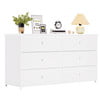 Black Double Dresser with 6 Drawers for Bedroom, Wood Large Chest of Drawers Storage Tower Clothes Organizer