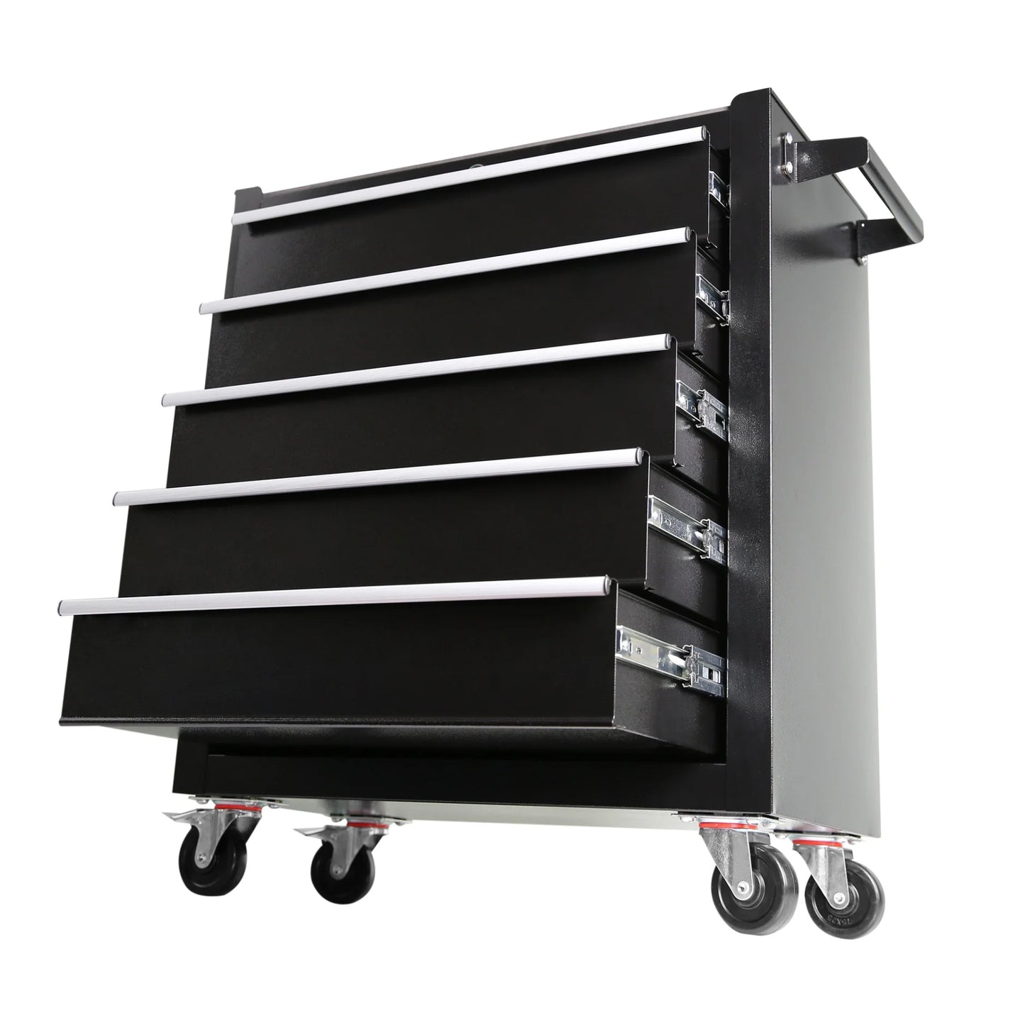 5-Drawer Portable Tool Box, Steel Rolling Tool Chest with 7 Drawer Organizer, 360-Degree Wheels & 360-Degree Brake Wheels, Lockable & Movable Tool Cabinet for Workshop, Garage, Warehouse, Blue + Grey