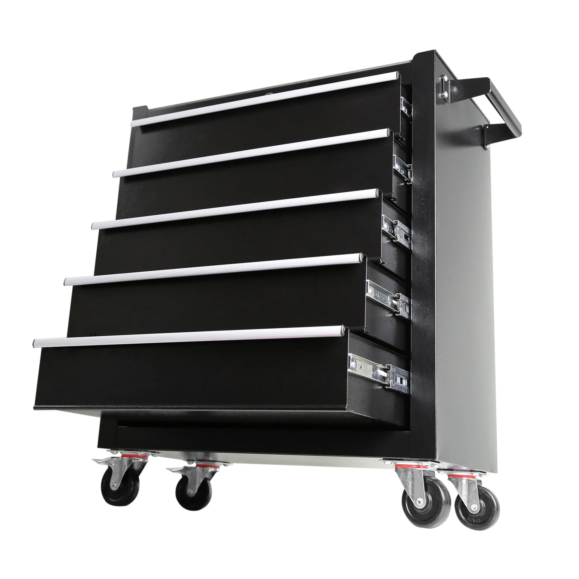 5-Drawer Portable Tool Box, Steel Rolling Tool Chest with 7 Drawer Organizer, 360-Degree Wheels & 360-Degree Brake Wheels, Lockable & Movable Tool Cabinet for Workshop, Garage, Warehouse, Blue + Grey