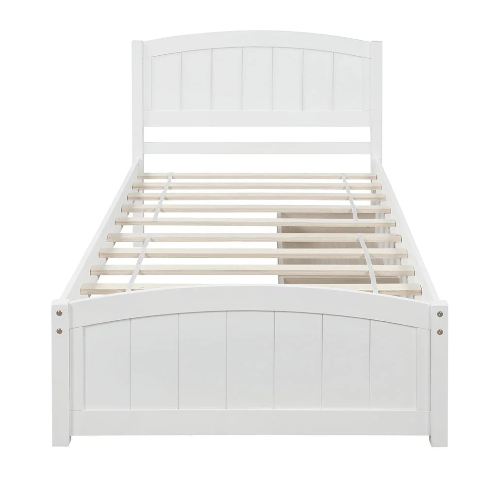 Irene Inevent Bed Frame Wooden Mattress Foundation 2 Storage Drawers Headboard Platform Bed for Bedroom, White