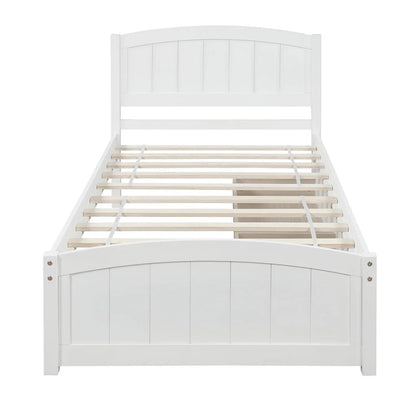 Irene Inevent Bed Frame Wooden Mattress Foundation 2 Storage Drawers Headboard Platform Bed for Bedroom, White
