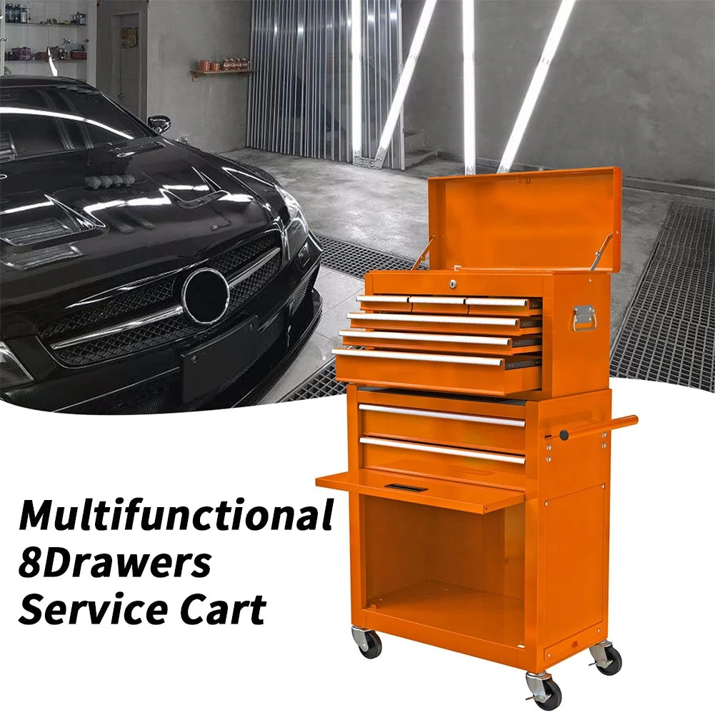 8-Drawer High Capacity Rolling Tool Chest With Wheels Removable Tool Box Combo Toolbox For Workshop Mechanics Garage orange color