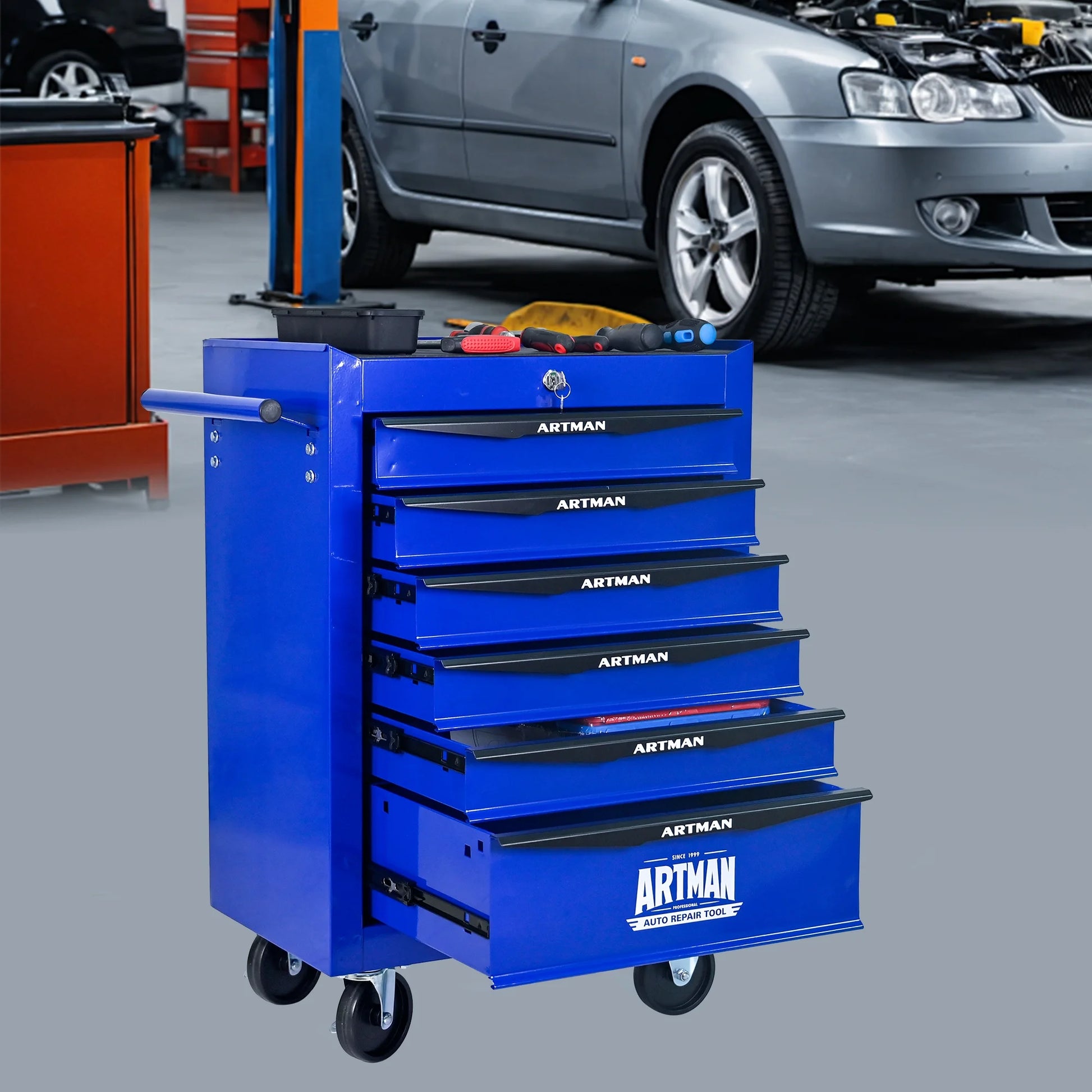 ARTMAN 20" 6-Drawer Tool Chest Cabinet with Ball Bearing Drawer Slides, Steel Tool Storage Box Organizer for Garage Workshop Repair Shop