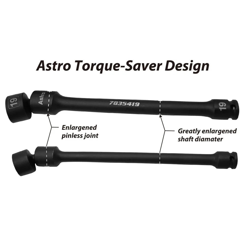 Astro Pneumatic 10pc 3/8" Drive 6Pt Pinless Universal Torque-Saver Impact Extension Socket Set - Metric