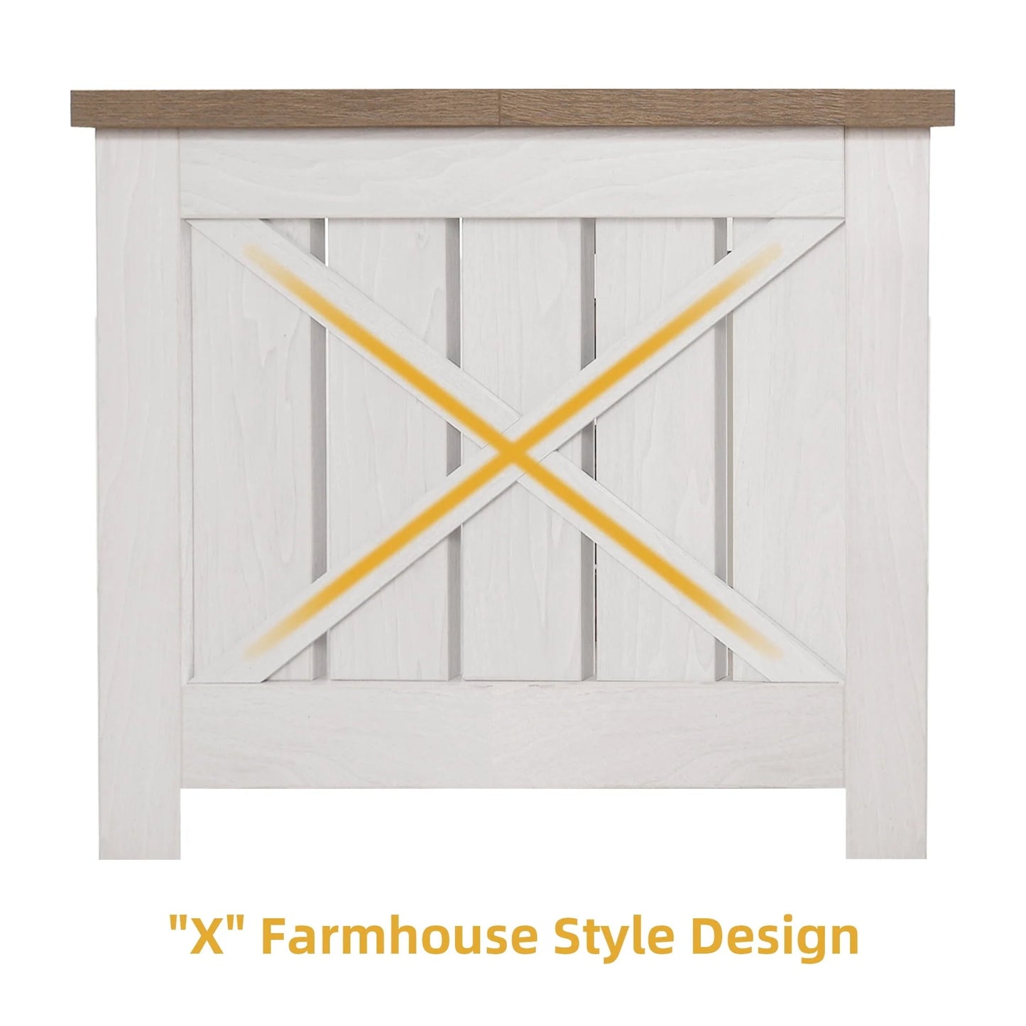 Dextrus Coffee Table with Storage, Square Wood Farmhouse Coffee Table with Barn Door for Living Room, Grey Wash
