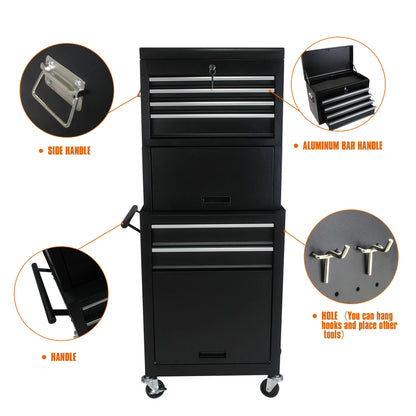 RONSHIN 6-Drawer Rolling Tool Cabinet with 4 Wheels Removable Tool Chest Organizer with Secure Locking System Large Storage