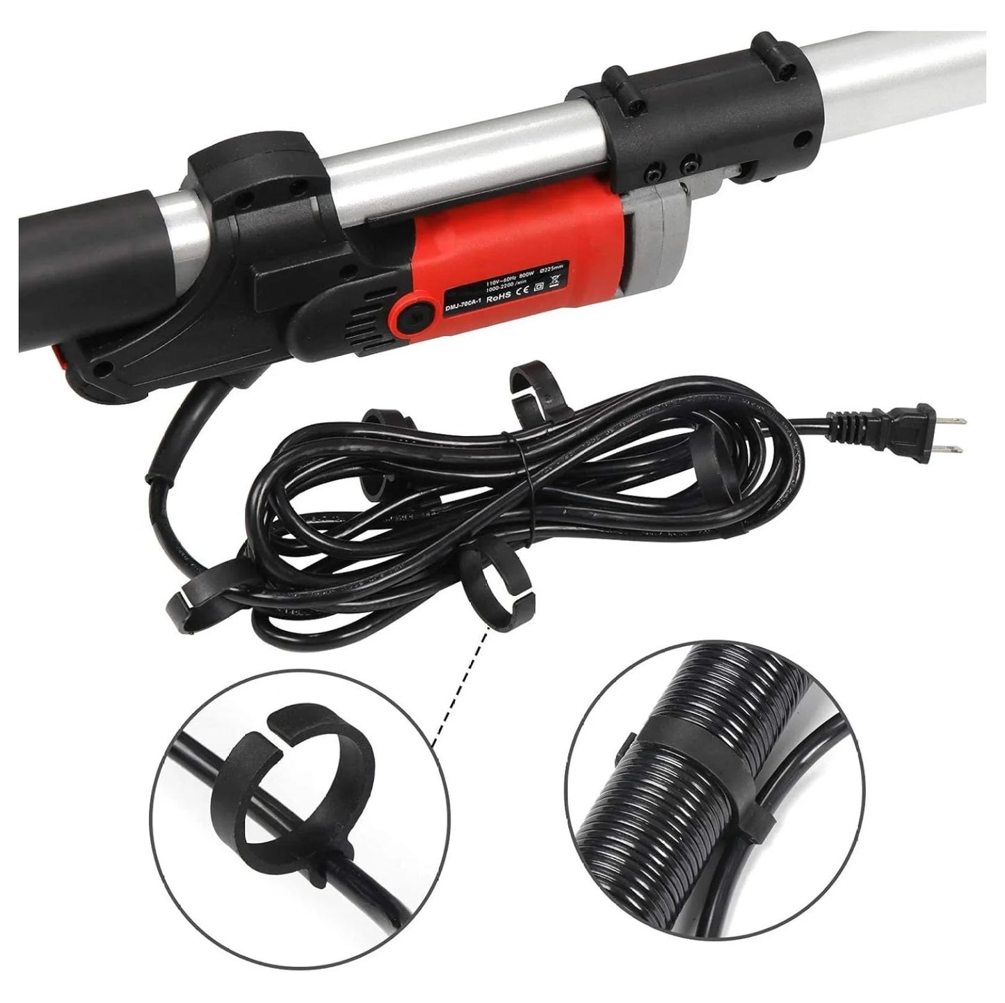 Electric Drywall Sander 800w Adjustable Variable 6 Speed Disc Sander w/6 Sand Pads, 1000-2000RPM