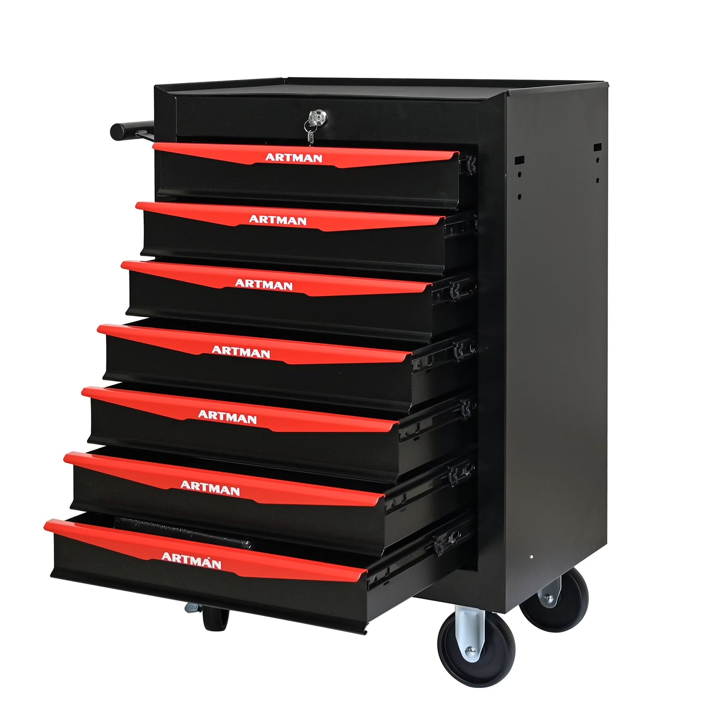 7-Drawer Rolling Tool Chest, Garage Tool Box & Cabinet Large Capacity, Lockable Tool Box Organizer on Wheels with Sliding Drawers, Black