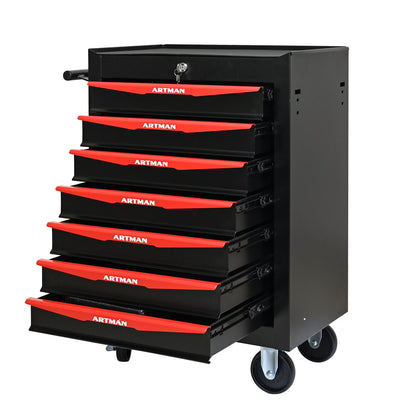 7-Drawer Rolling Tool Chest, Garage Tool Box & Cabinet Large Capacity, Lockable Tool Box Organizer on Wheels with Sliding Drawers, Black