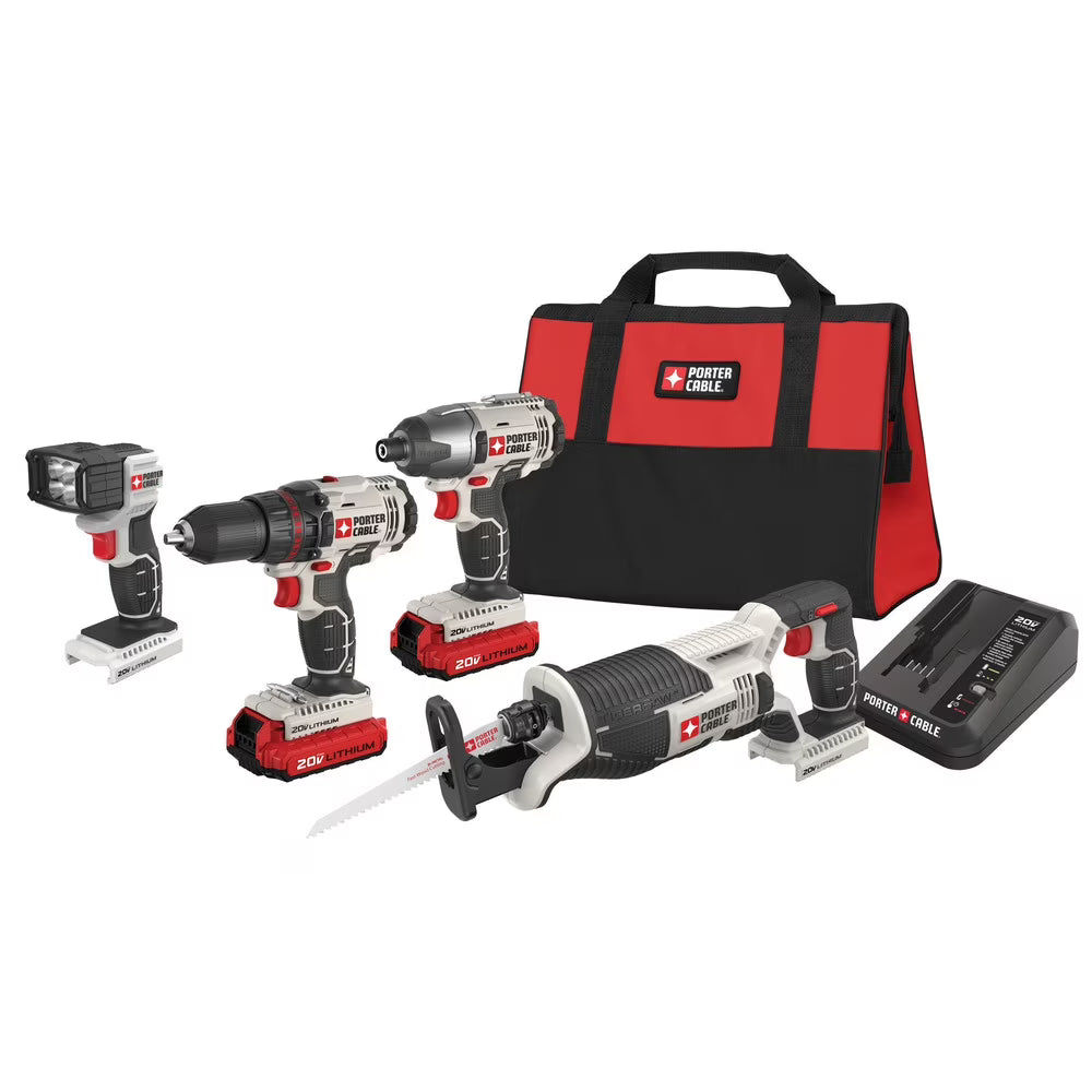 Porter Cable 20V MAX Cordless 4 tool Combo Kit 20 volt