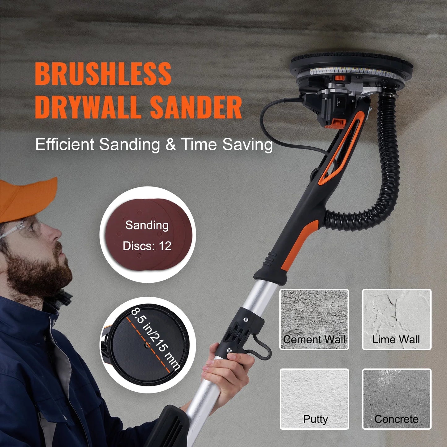 KFFKFF Drywall sander 800W brushless motor 1000-2300RPM continuously variable speed