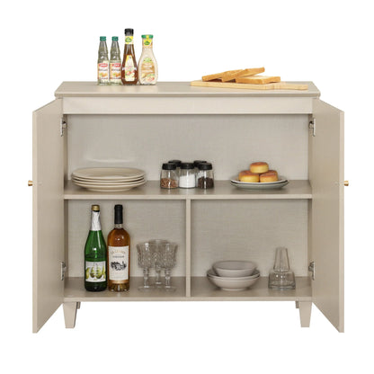 Sideboard Buffet Server Cabinets with Doors, 70.8" Kitchen Wood Coffee Bar Table, 2 -In-1 Storage Cabinets with 6 Compartments for Dining Room, Living Room, Entryway, Beige Faux Linen Textured Finish