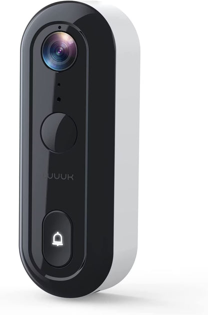 WUUK 2K Wireless Doorbell Camera with Free 32GB Local Storage Base Station, No Monthly Fee, Battery Powered Video Doorbell, Triple Motion Detection, Compatible with Alexa & Google
