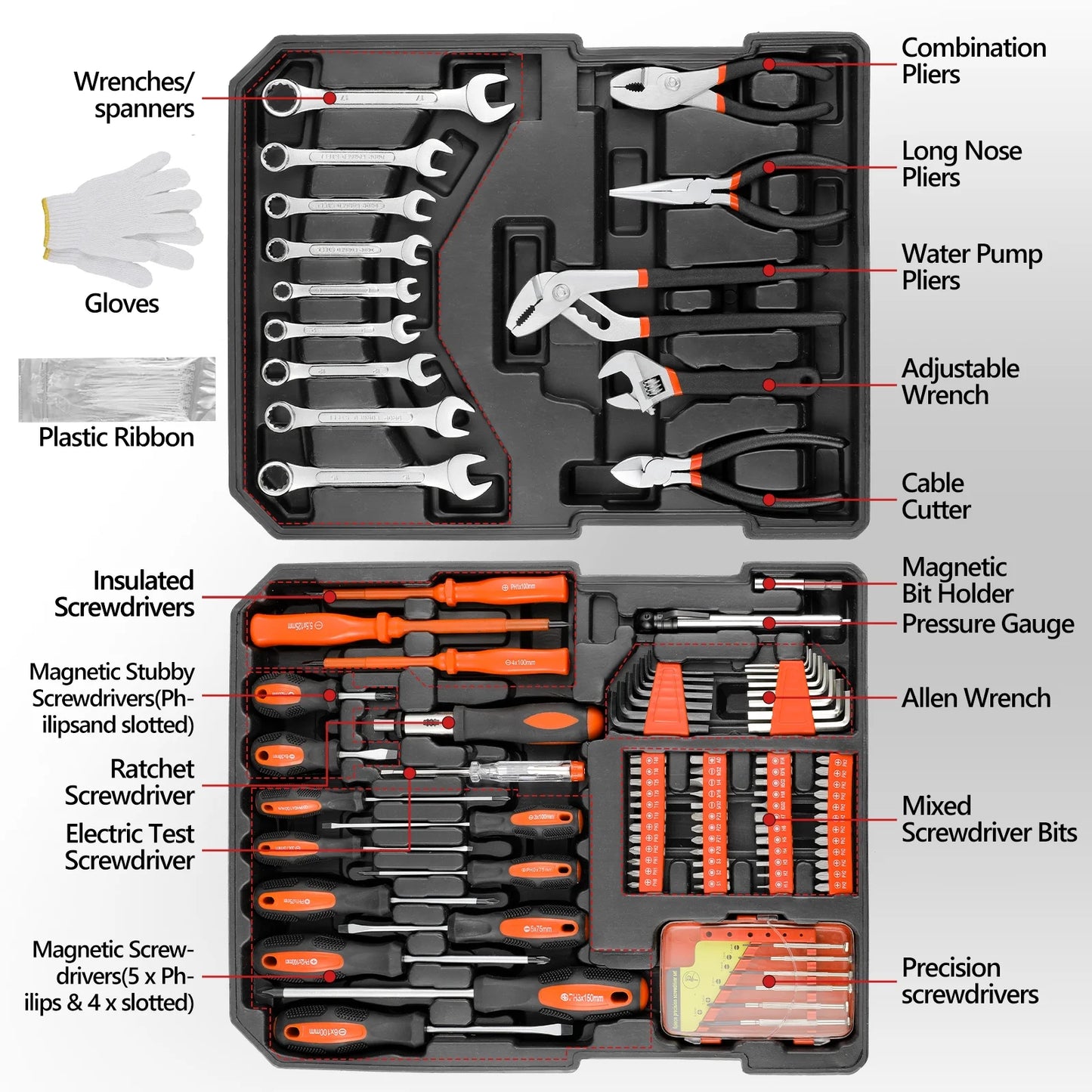 TLGREEN 799pcs Mechanic Tool Set with Trolley Case, Complete Household Tool Kit for Home, Automotive, Garage & Dorm