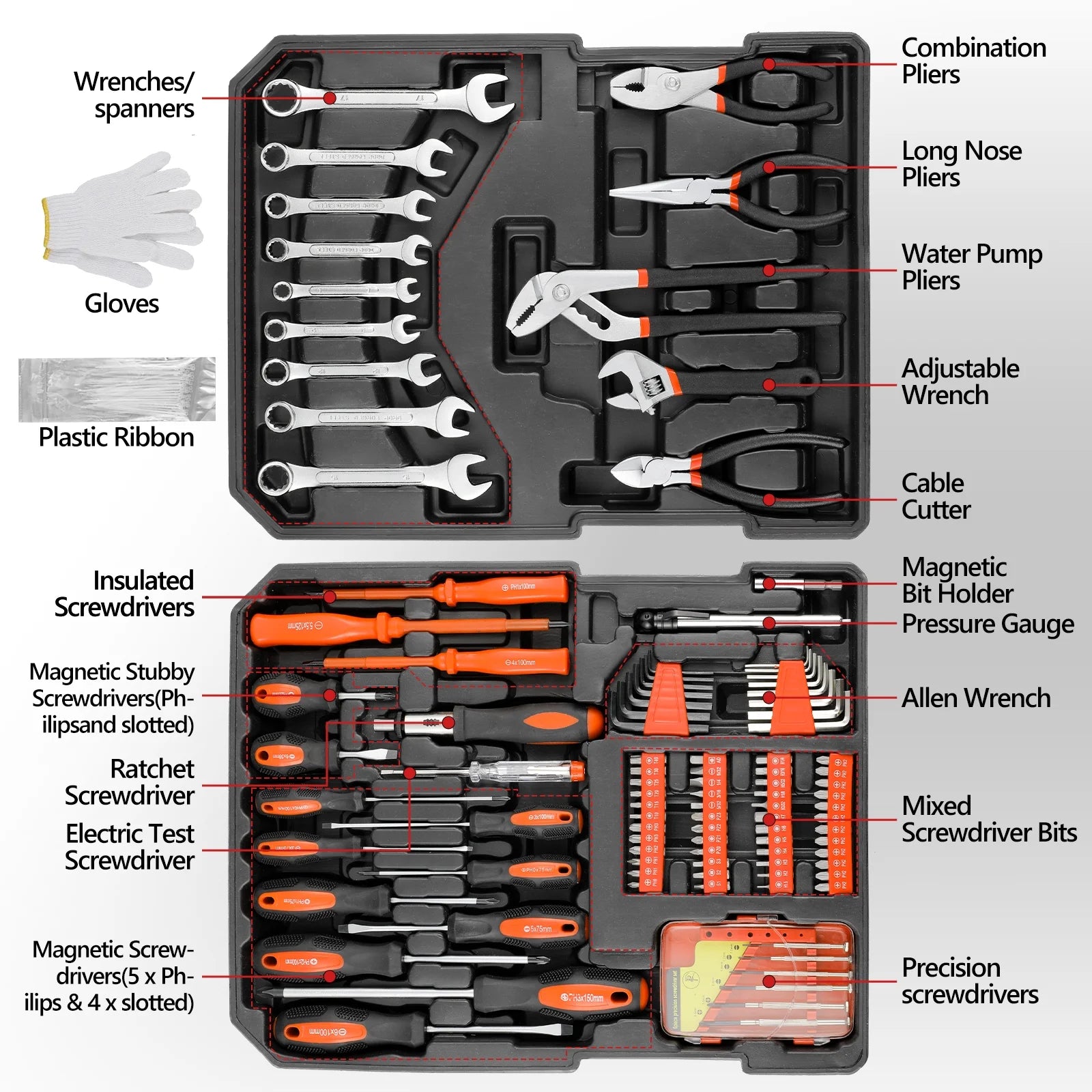 TLGREEN 799pcs Mechanic Tool Set with Trolley Case, Complete Household Tool Kit for Home, Automotive, Garage & Dorm