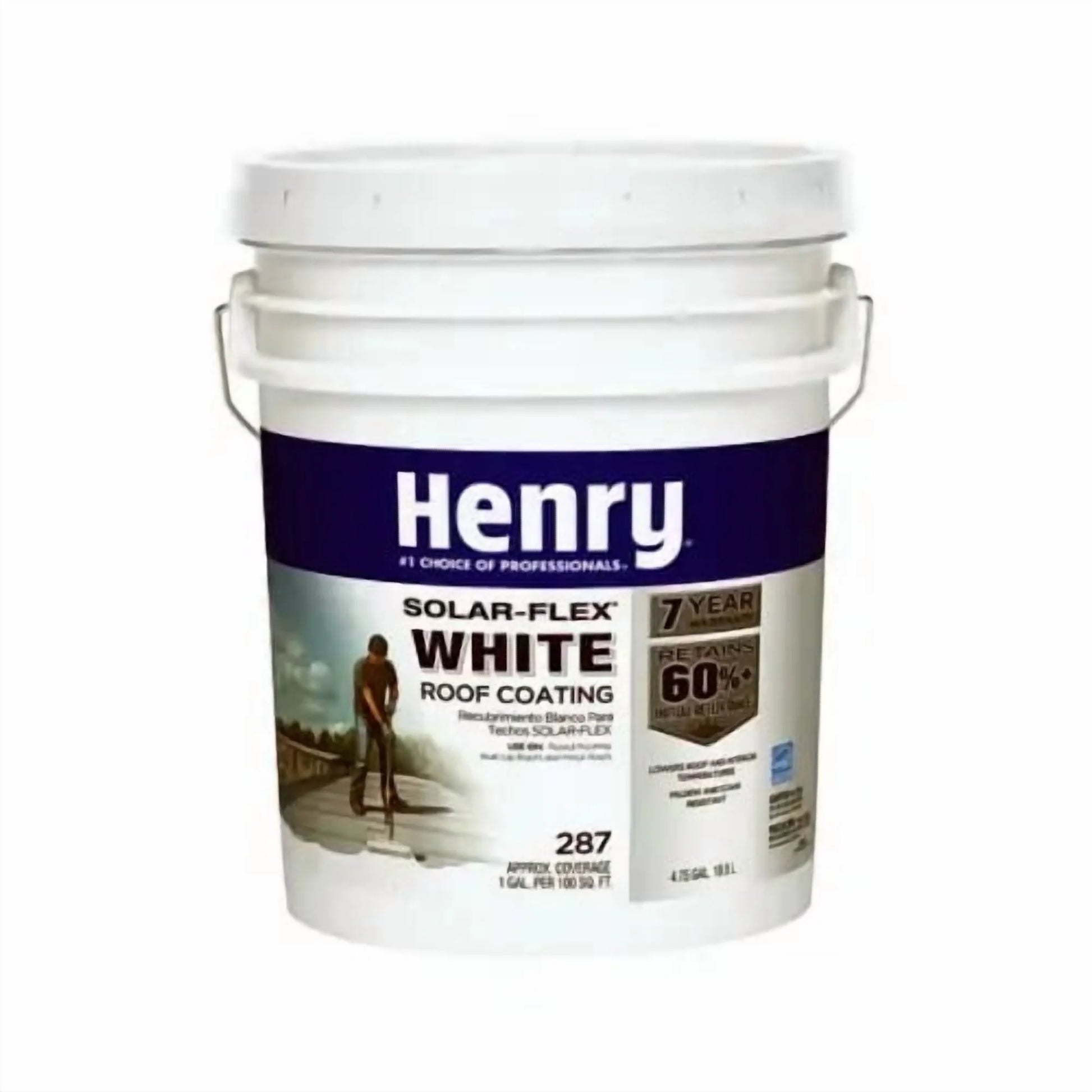 Henry Solar-Flex HE287018, White Elastomeric Roof Coating Roof Coating, 4.75 Gal