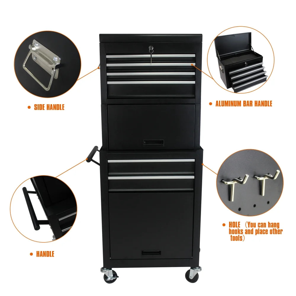 6 Drawers Rolling Tool Chest Cabinet,High Capacity Tool Storage Cabinet ,Rolling Tool Box with Wheels and Locking System,Portable Tool Organizer for Garage Warehouse Workshop
