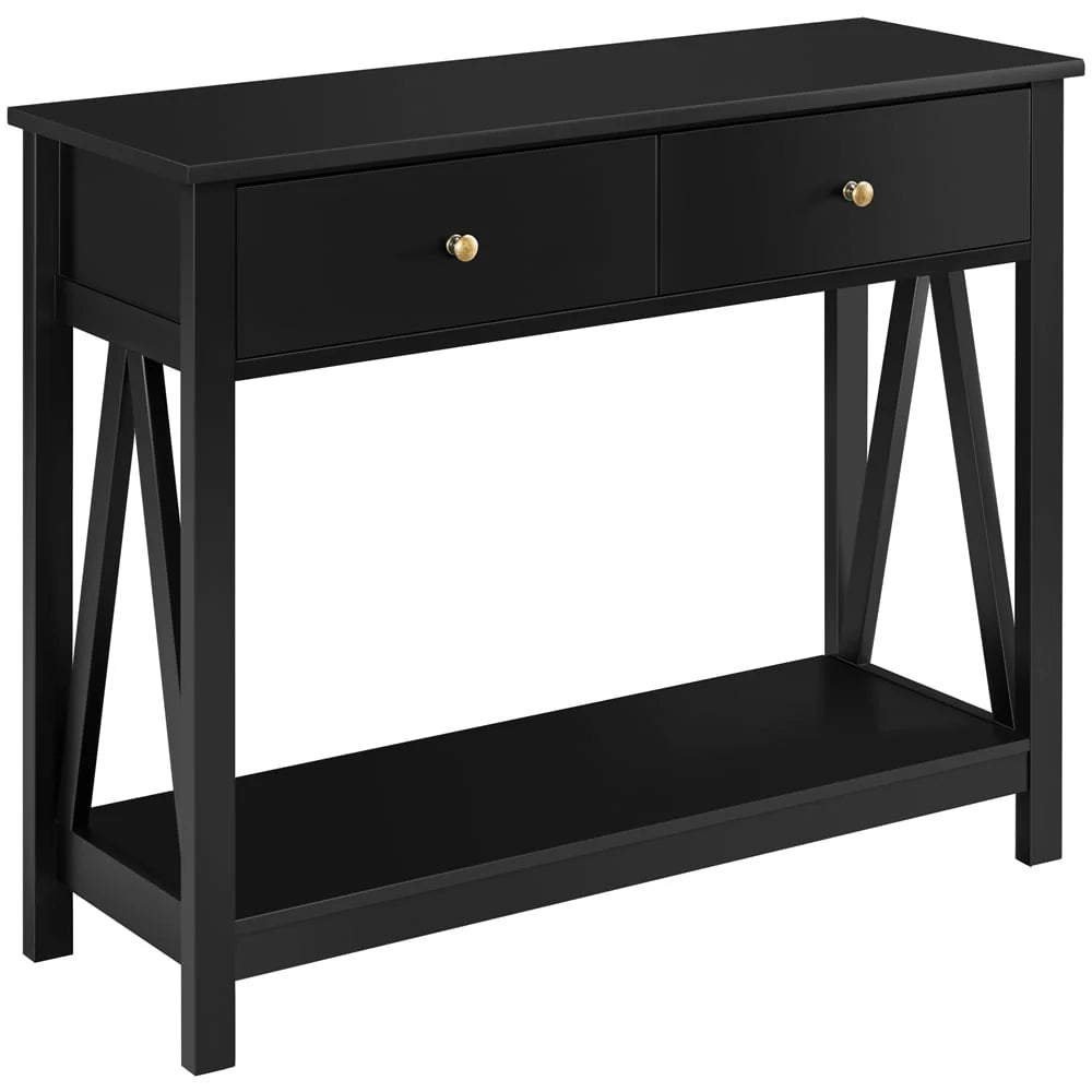 Alden Design Wooden Entryway Console Table with Storage Drawer, Black