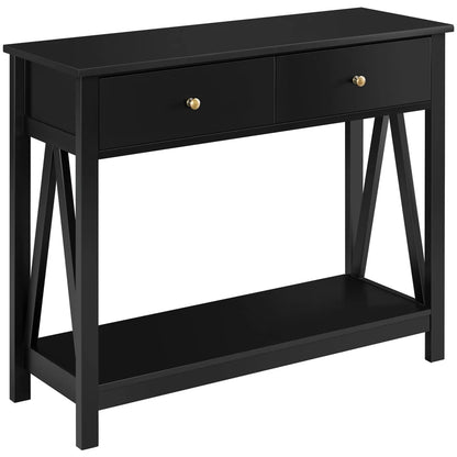 Alden Design Wooden Entryway Console Table with Storage Drawer, Black