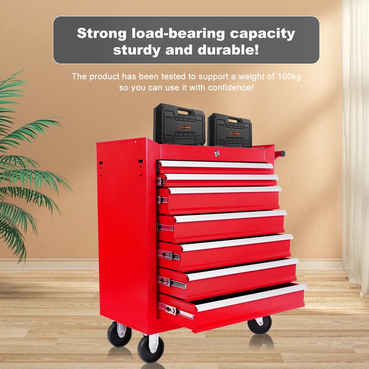 DUOSONG 7-Drawer Metal Rolling Tool Chest With Wheels,Tool Storage Cabinet With Locking System Tools & Tool Organizers Tool Boxes
