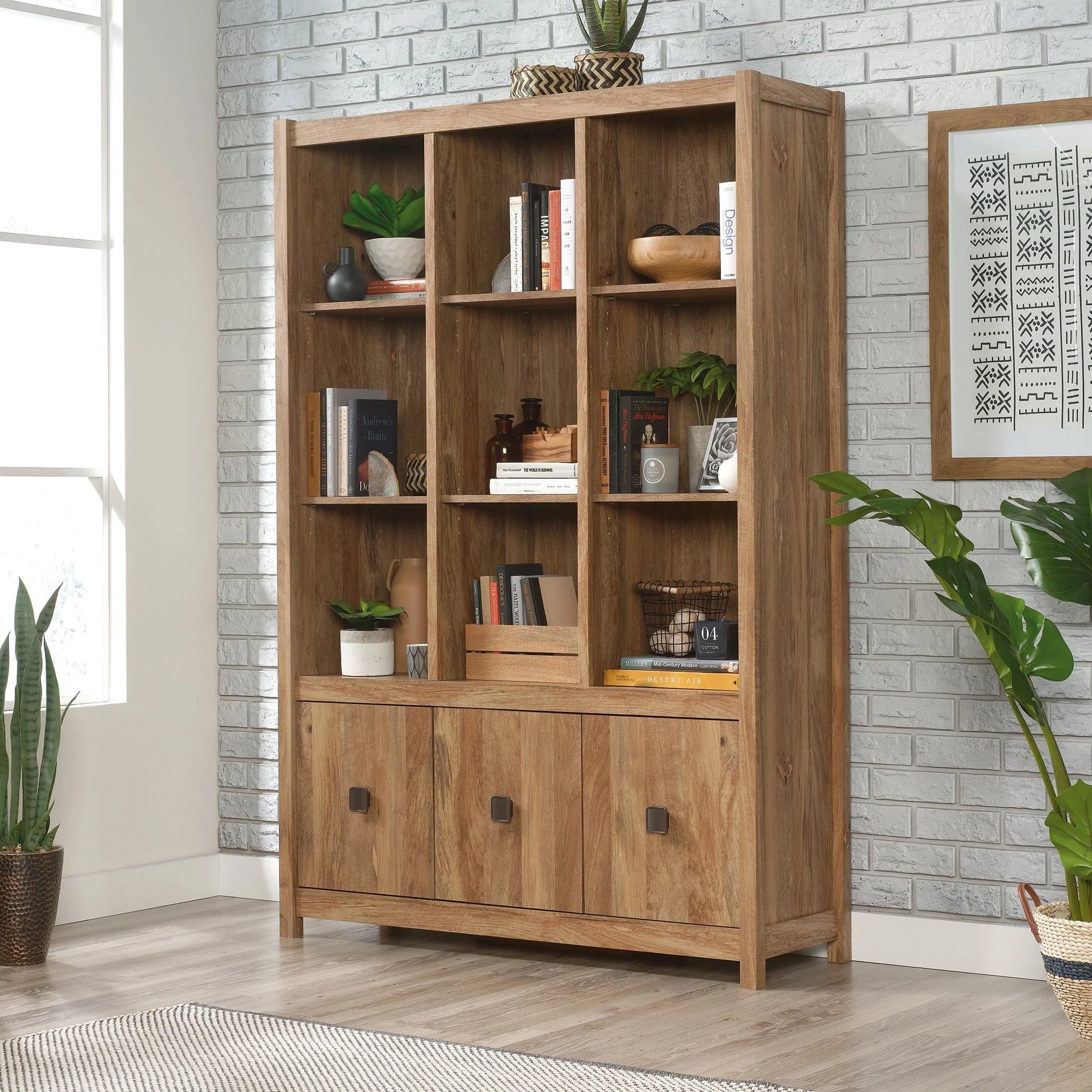 Sauder Cannery Bridge Bookcase Storage Wall Unit, Sindoori Mango Finish