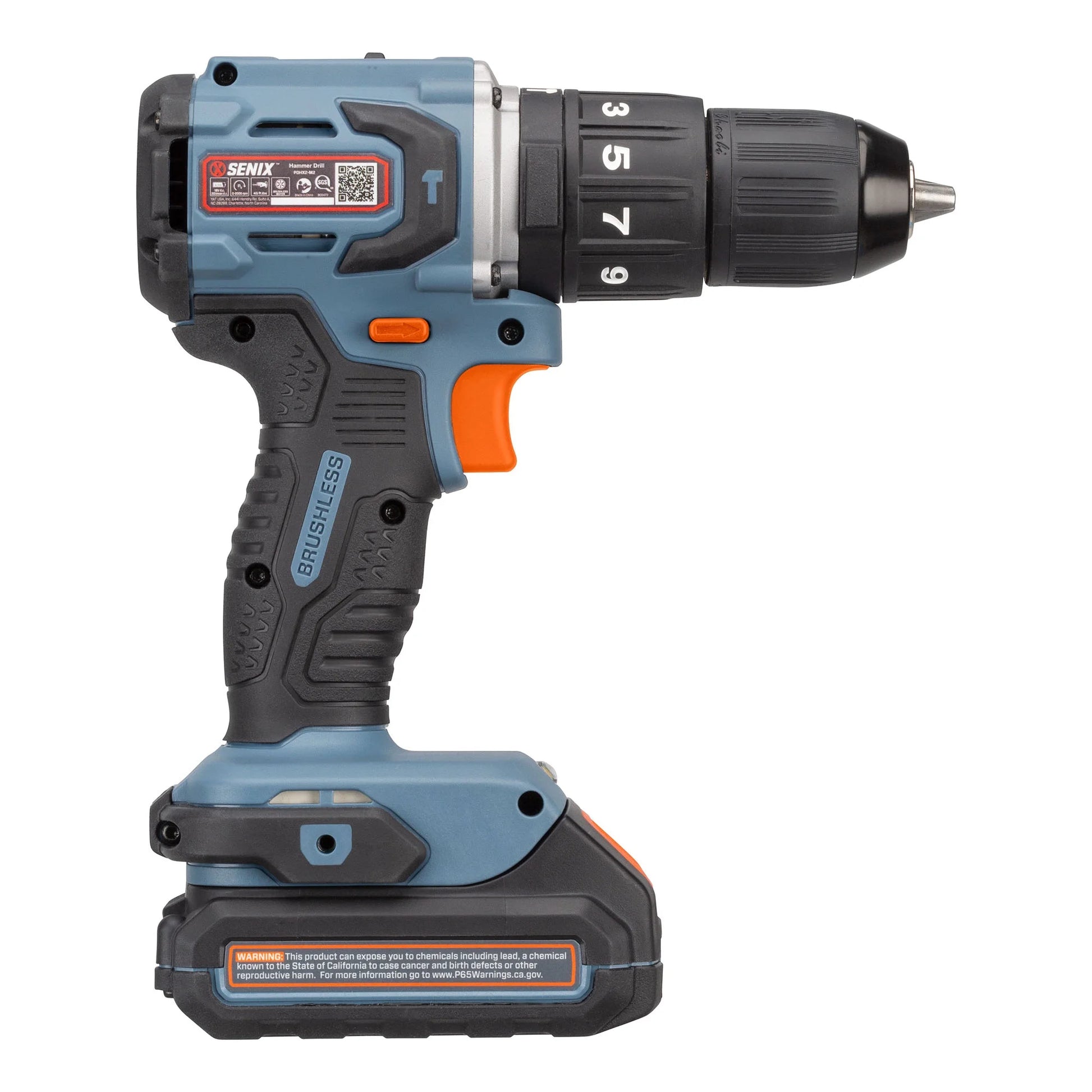 SENIX 20 Volt Max* 2-Piece Cordless Brushless Combo Kit, 1/2-Inch Hammer Drill Driver & 1/4-Inch Impact Driver (2 x Batteries, 1 x Charger and Soft Bag Included) S2K2B2-02