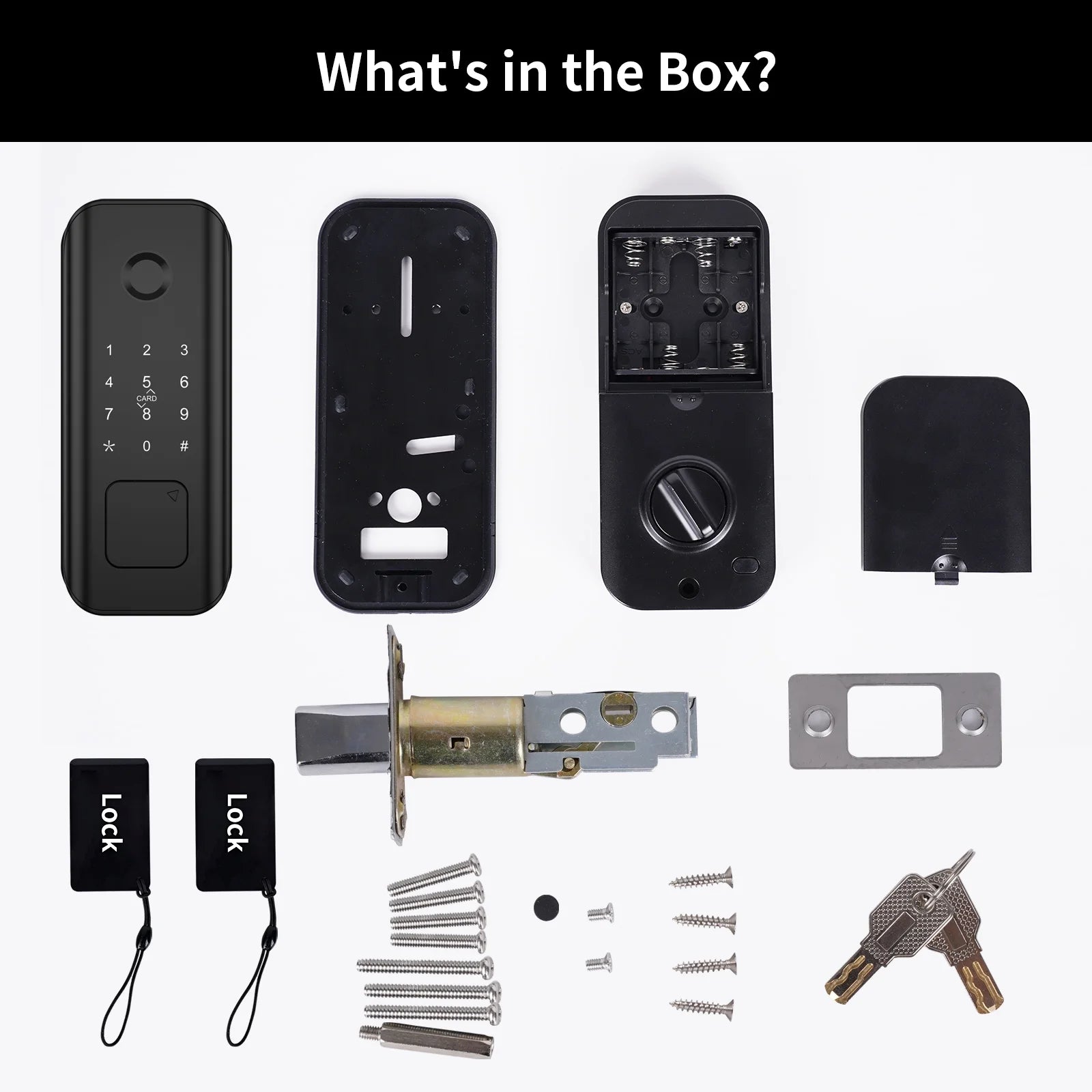 AUOSHI Security Smart Lock Fingerprint Door latch Keyless Entry Wi-Fi Door Lock Wireless Electronic Deadbolt with Touchscreen Keypad doorbell key IC Card App Control IP65 Waterproof Matte Black