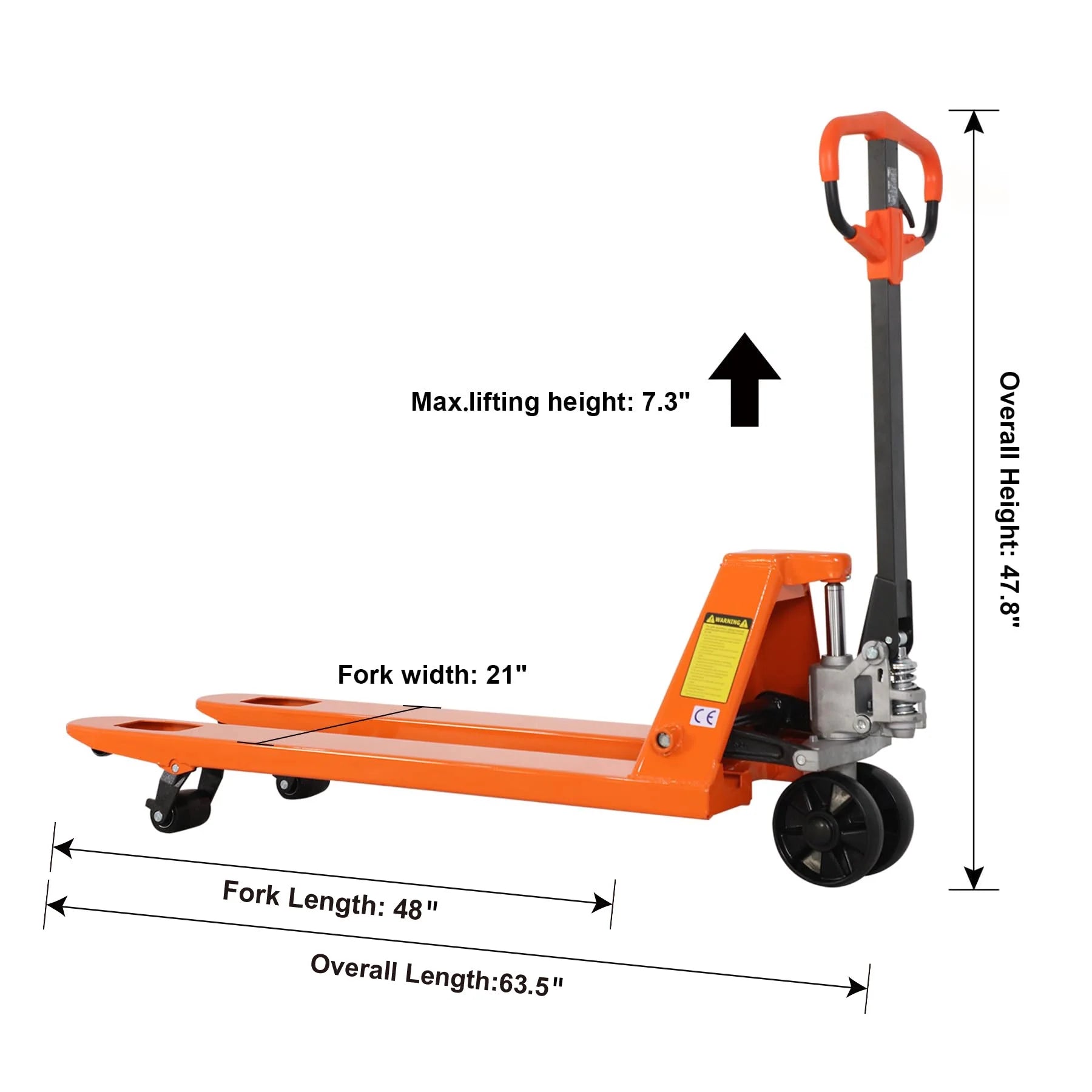 Tory Carrier 5500lbs with 48"X21" Hydraulic Hand Manual Pallet Jack Truck Orange