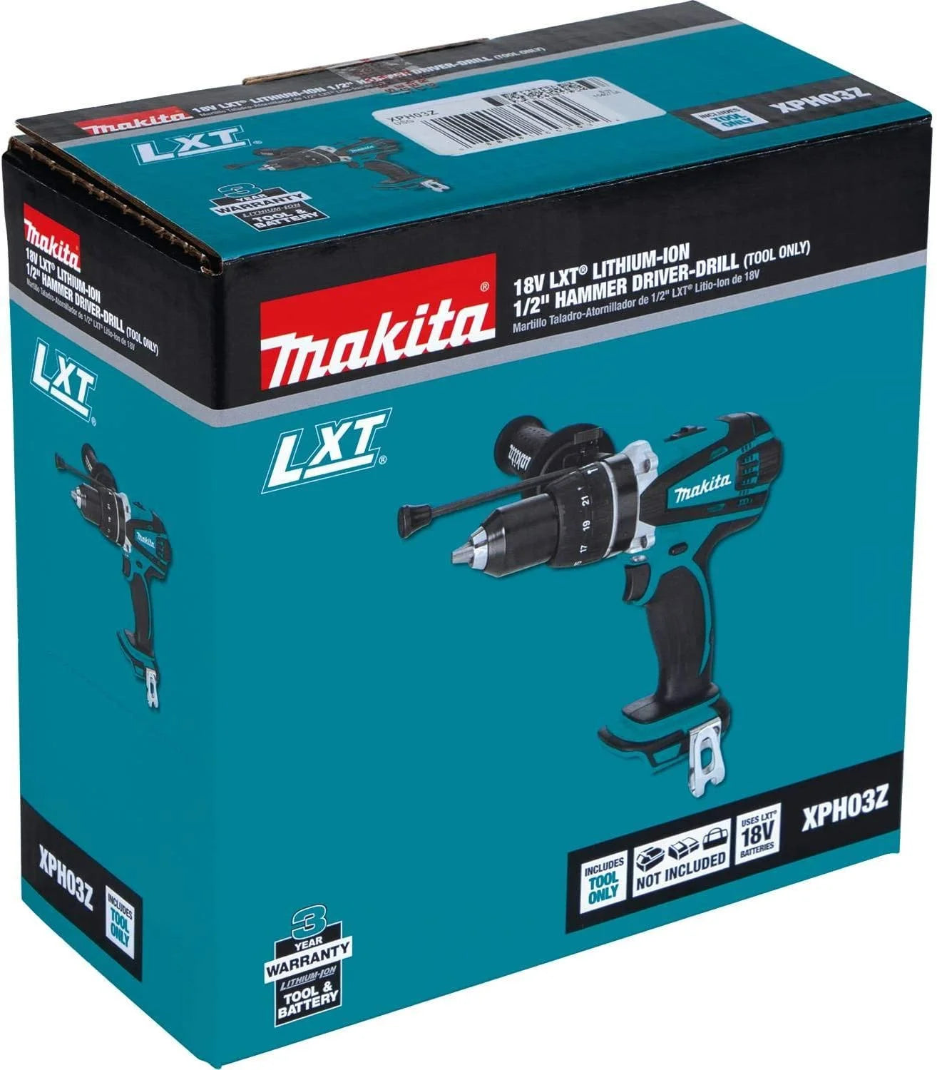 Open Box Makita XPH03Z 18V LXT Lithium-Ion Cordless 1/2" Hammer Driver-Drill, Tool Only