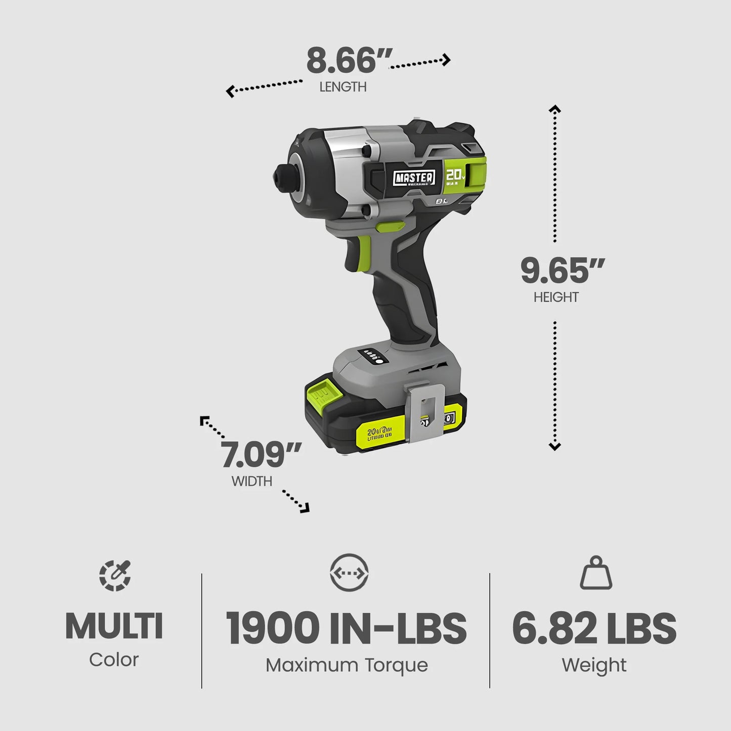 Master Mechanic ML-IS50GD-200 20-Volt Compact Cordless Impact Driver Kit, Brushless Motor, (2) Batteries - Quantity 4