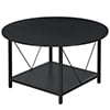 Dextrus Round Coffee Table with Storage, Rustic Living Room Tables with Sturdy Metal Legs, OAK