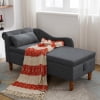 Indoor Velvet Chaise Lounge with Hidden Storage, Modern 58" L Upholstered Rolled Arm Chaise Chair with 1 Pillow and Solid Wood Legs for Living Room Bedroom Office (Beige)