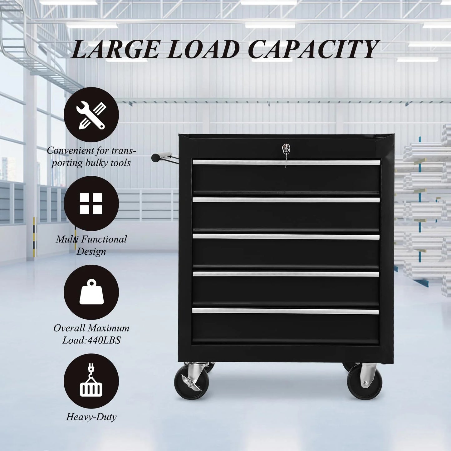 Tool Chest New 5 Drawer Rolling Tool Box 24.25" x 12.99"
