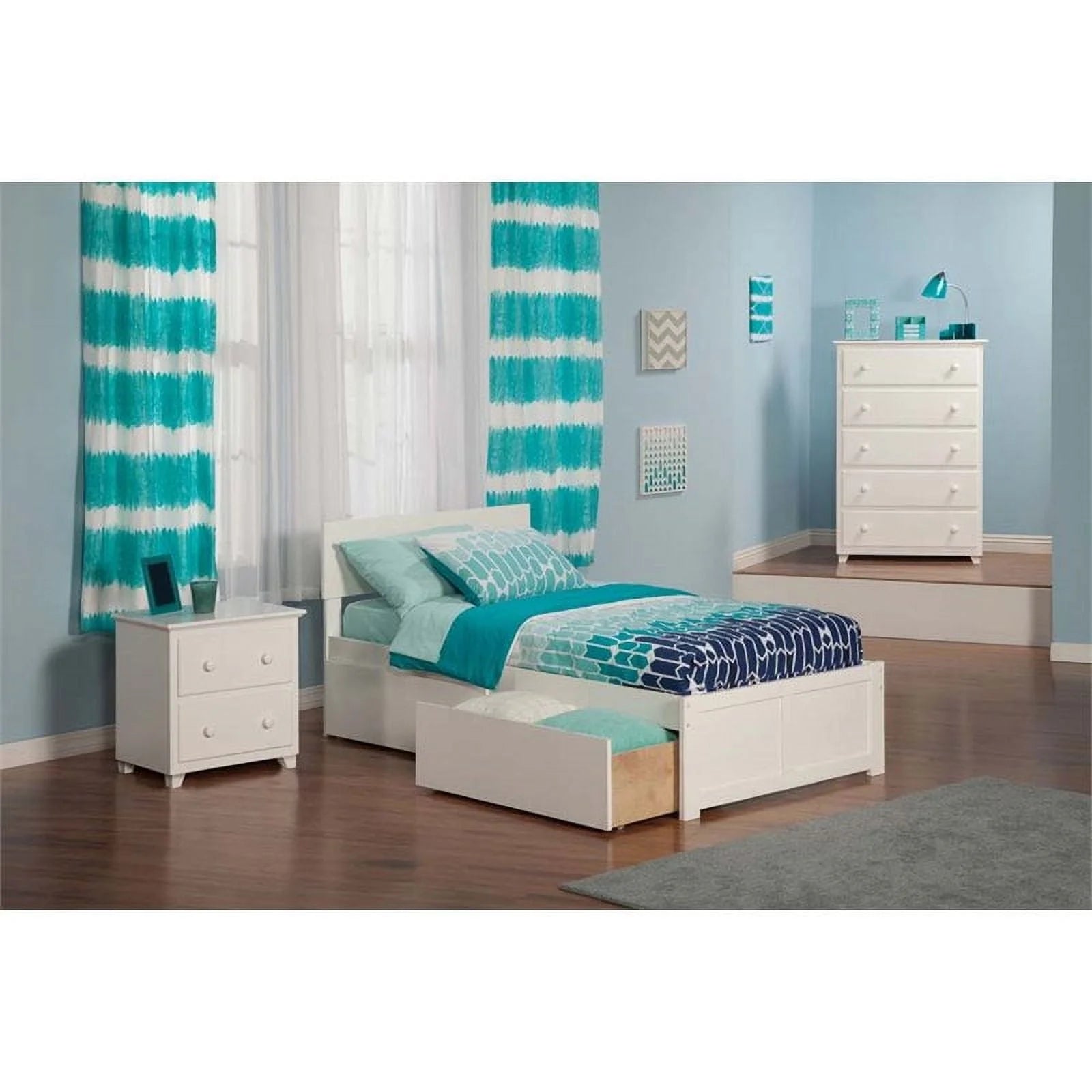 Leo & Lacey Urban Transitional Hardwood Storage Platform Bed, Twin, White