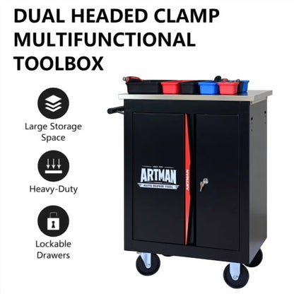POVANLI 5 Drawer Portable Tool Box With Wheels,Tool Chest With Key Locking Tool Boxes/Organizers Black& Red