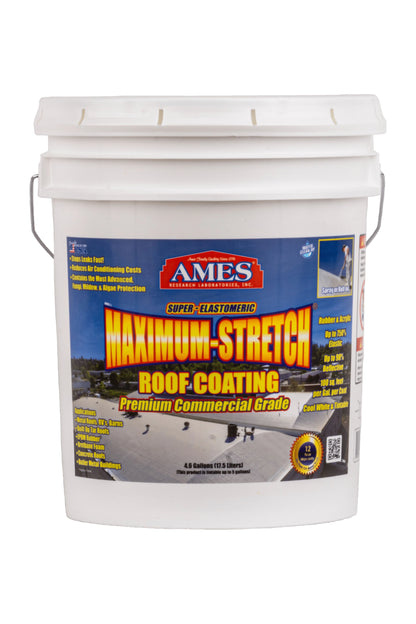 Ames Maximum-Stretch, White Elastomeric Roof Coating, 5 Gal